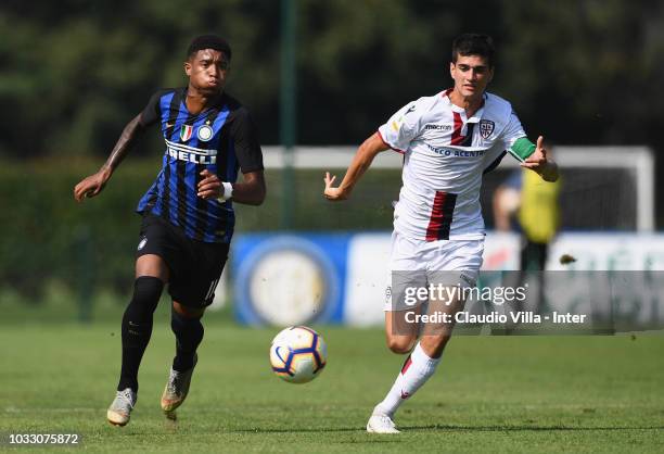 Eddie Salcedo of FC Internazionale in action during Fc internazionale U19 V Cagliari U19 match at Stadio Breda on September 14, 2018 in Sesto San...