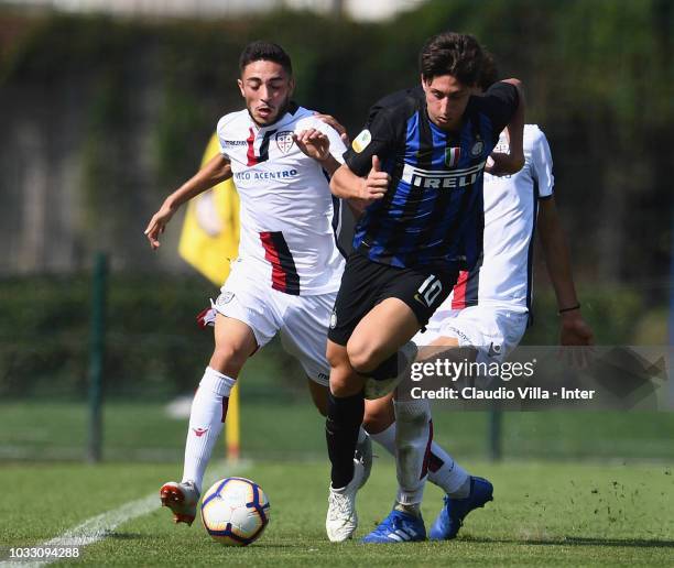 Samuel Mulattieri of FC Internazionale in action during Fc Internazionale U19 V Cagliari U19 match at Stadio Breda on September 14, 2018 in Sesto San...