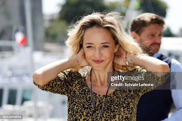 Helene De Fougerolles attends day 3 photocall of 20th Festival of TV Fiction on September 14, 2018 in La Rochelle, France.