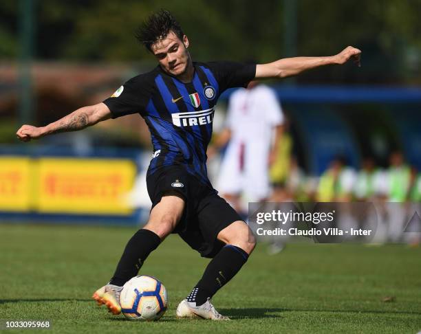 Lorenzo Gavioli of FC Internazionale in action during Fc internazionale U19 V Cagliari U19 match at Stadio Breda on September 14, 2018 in Sesto San...