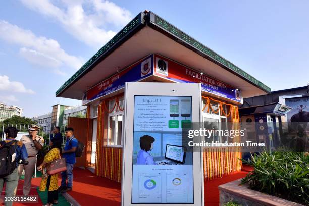 View of the Police Assistance Booth at AIIMS Metro Station, on September 14, 2018 in New Delhi, India.