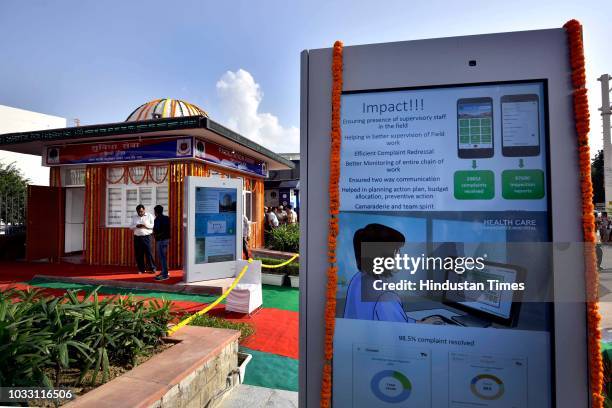 View of the Police Assistance Booth at AIIMS Metro Station, on September 14, 2018 in New Delhi, India.