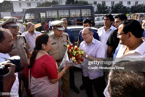 Delhi Lieutenant Governor Anil Baijal, Delhi Police Commissioner Amulya Patnaik and Lok Sabha MP Meenakashi Lekhi during an inauguration ceremony of...