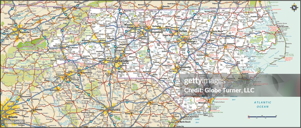 North Carolina Highway Map High-Res Vector Graphic - Getty Images