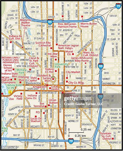 downtown indianapolis, indiana - indianapolis map stock illustrations