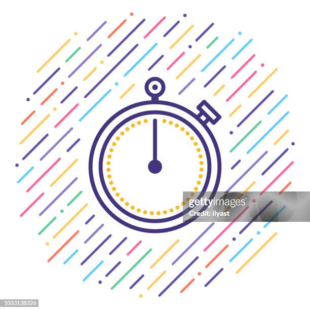stopwatch line icon - countdown timer stock illustrations
