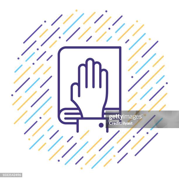 oath line icon - pledge stock illustrations