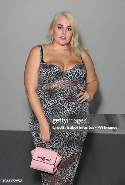 Fashion plus size model Felicity Hayward on the front row during the Marta Jakubowski London Fashion Week September 2018 show at BFC space, London....