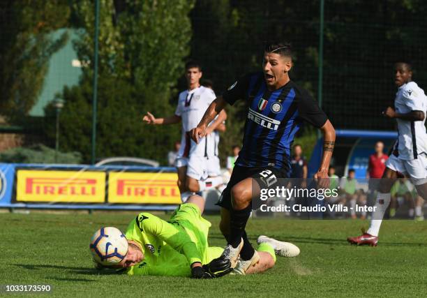 Felice D'Amico of FC Internazionale in action during Fc internazionale U19 V Cagliari U19 match at Stadio Breda on September 14, 2018 in Sesto San...