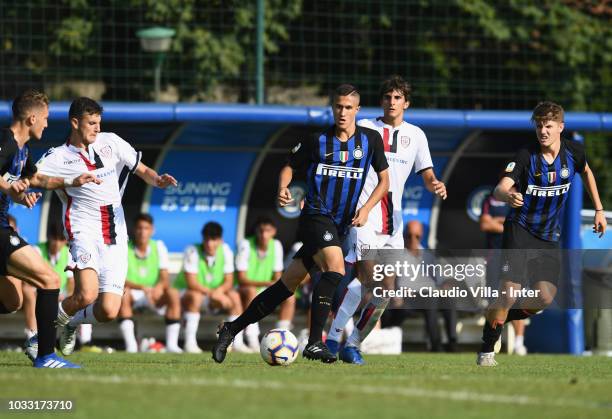 Marco Ballabio of FC Internazionale in action during Fc internazionale U19 V Cagliari U19 match at Stadio Breda on September 14, 2018 in Sesto San...