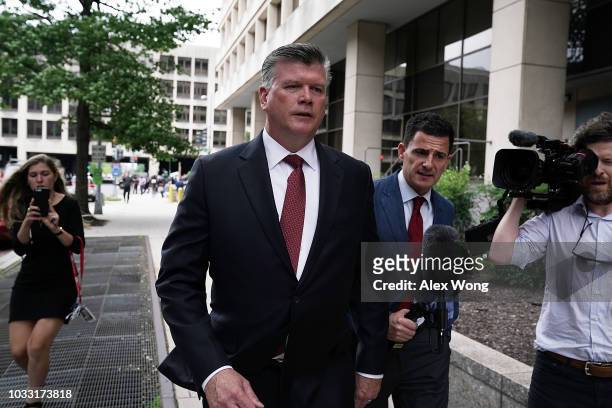 Kevin Downing , attorney of former Trump campaign chairman Paul Manafort, leaves U.S. District Courthouse after a pretrial hearing September 14, 2018...