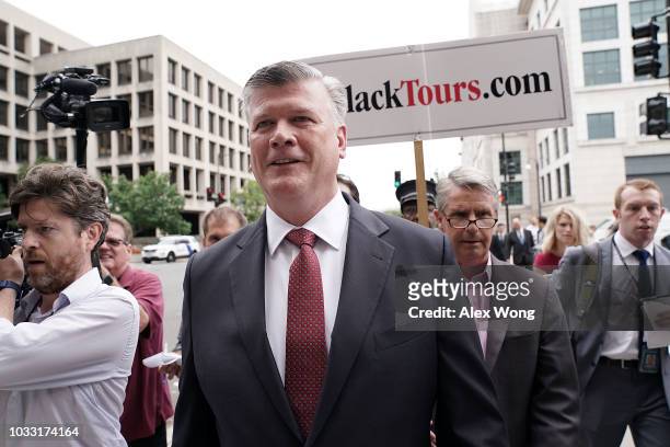 Kevin Downing , attorney of former Trump campaign chairman Paul Manafort, leaves U.S. District Courthouse after a pretrial hearing September 14, 2018...