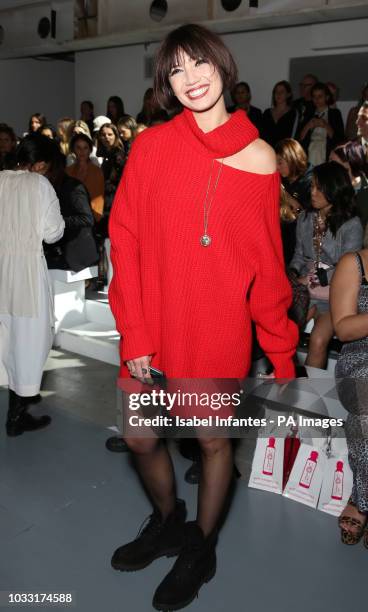 Fashion model Daisy Lowe on the front row during the Marta Jakubowski London Fashion Week September 2018 show at BFC space, London. PRESS...