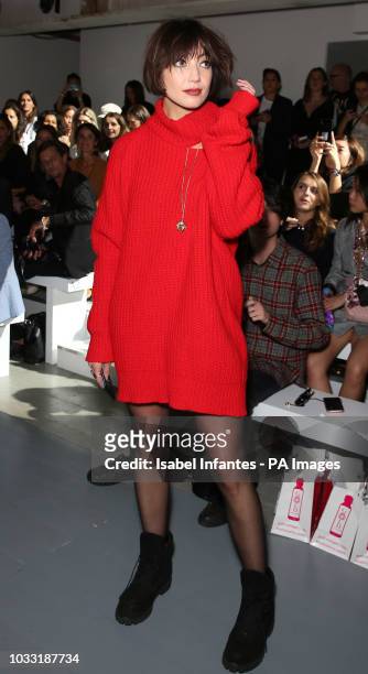 Fashion model Daisy Lowe on the front row during the Marta Jakubowski London Fashion Week September 2018 show at BFC space, London. PRESS...