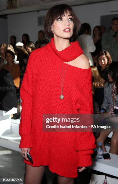 Fashion model Daisy Lowe on the front row during the Marta Jakubowski London Fashion Week September 2018 show at BFC space, London. PRESS...