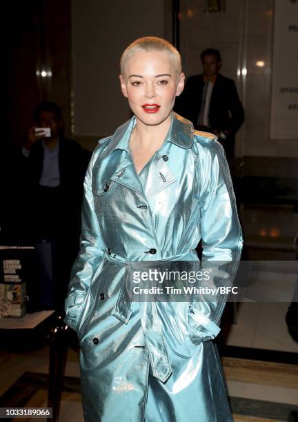 Rose McGowan attends the Pam Hogg Show during London Fashion Week September 2018 at Freemasons Hall on September 14, 2018 in London, England.