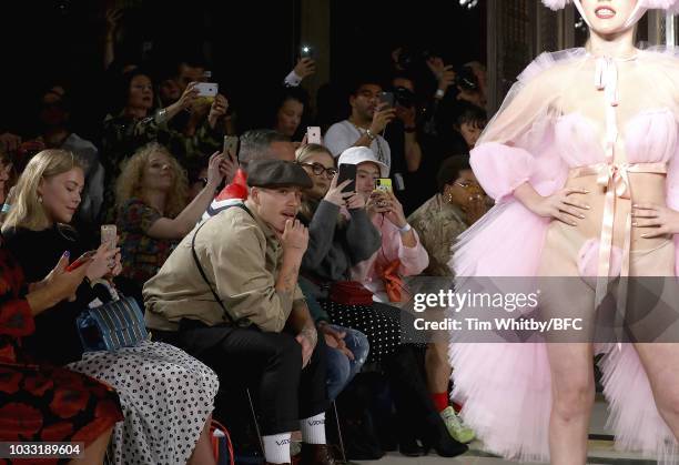 Brooklyn Beckham attends the Pam Hogg Show during London Fashion Week September 2018 at Freemasons Hall on September 14, 2018 in London, England.