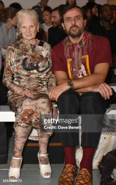 Vivienne Westwood and Andreas Kronthaler attend the Matty Bovan front row during London Fashion Week September 2018 at the BFC Show Space on...