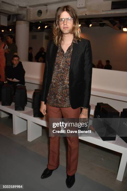 Bunny Kinney attends the Matty Bovan front row during London Fashion Week September 2018 at the BFC Show Space on September 14, 2018 in London,...