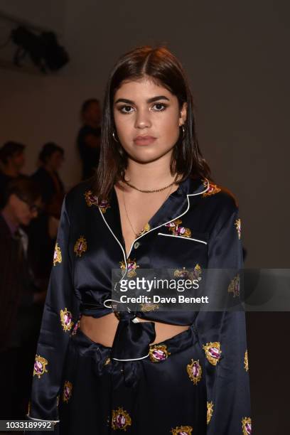 Molly Moorish attends the Matty Bovan front row during London Fashion Week September 2018 at the BFC Show Space on September 14, 2018 in London,...
