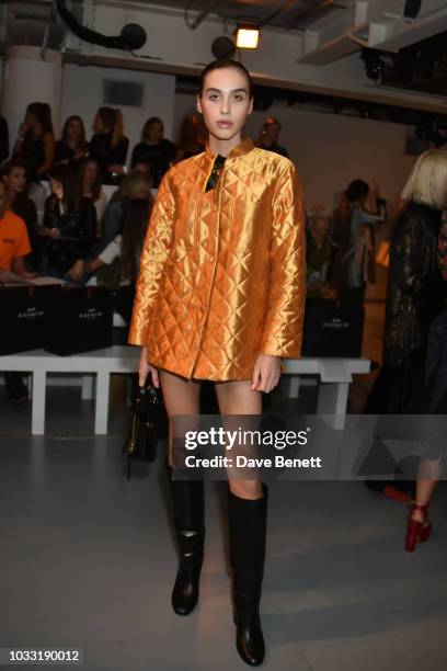 Maxim Magnus attends the Matty Bovan front row during London Fashion Week September 2018 at the BFC Show Space on September 14, 2018 in London,...