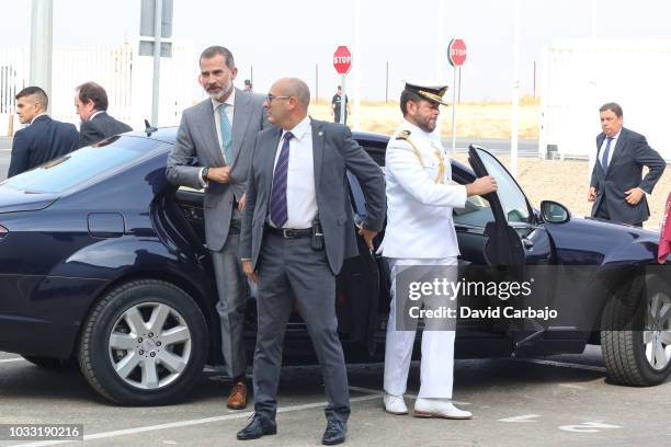 His Majesty King Felipe VI inaugurates with Susana Diaz President of the Junta de Andalucian the new factory of Ybarra on September 14, 2018 in...