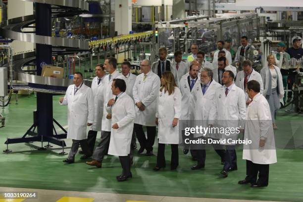 His Majesty King Felipe VI inaugurates with Susana Diaz President of the Junta de Andalucian the new factory of Ybarra on September 14, 2018 in...