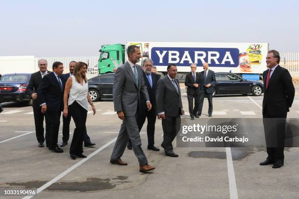 His Majesty King Felipe VI inaugurates with Susana Diaz President of the Junta de Andalucian the new factory of Ybarra on September 14, 2018 in...