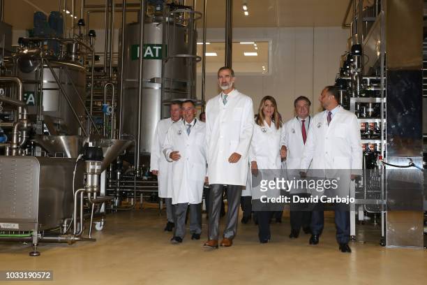 His Majesty King Felipe VI inaugurates with Susana Diaz President of the Junta de Andalucian the new factory of Ybarra on September 14, 2018 in...
