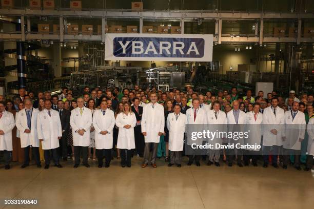 His Majesty King Felipe VI inaugurates with Susana Diaz President of the Junta de Andalucian the new factory of Ybarra on September 14, 2018 in...