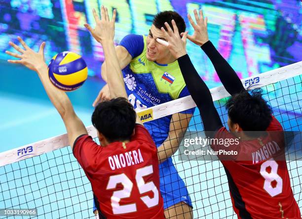 Japan v Slovenia - FIVP Men's World Championship Klemen Cebulj of Slovenia in action at Mandela Forum in Florence, Italy on September 14, 2018 Photo...