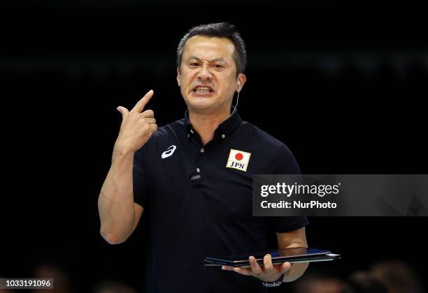 Japan v Slovenia - FIVP Men's World Championship Youchi Nakagaichi coach of Japan at Mandela Forum in Florence, Italy on September 14, 2018 Photo...