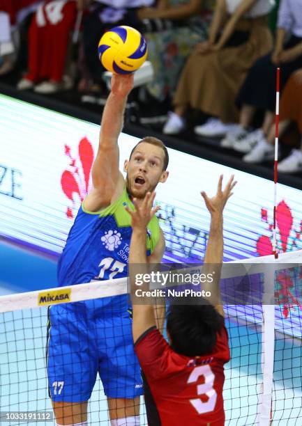 Japan v Slovenia - FIVP Men's World Championship Tine Urnaut of Slovenia at Mandela Forum in Florence, Italy on September 14, 2018 Photo Matteo...