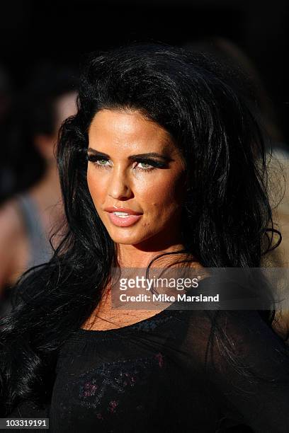 Katie Price attends the UK premiere of The Expendables at Odeon Leicester Square on August 9, 2010 in London, England.