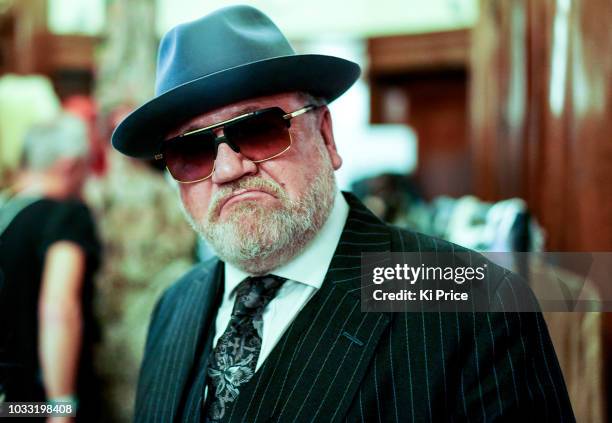 Ray Winstone backstage ahead of the Pam Hogg Show during London Fashion Week September 2018 at Freemasons Hall on September 14, 2018 in London,...