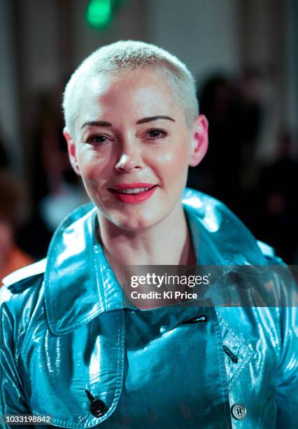 Rose McGowan attends the Pam Hogg Show during London Fashion Week September 2018 at Freemasons Hall on September 14, 2018 in London, England.