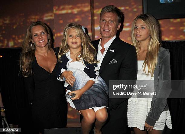 Dolph Lundgren , wife Anette Qviberg and their children attend an after party for the UK film premiere of The Expendables at Planet Hollywood on...