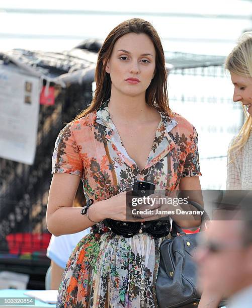 Leighton Meester on location for "Gossip Girl" at Gantry Plaza State Park on August 9, 2010 in New York City.
