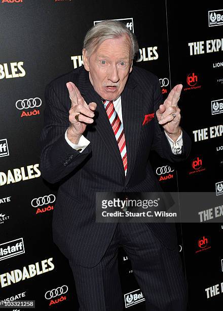 Leslie Phillips attends the 'Expendables' premiere after party in conjunction with Belstaff at Planet Hollywood on August 9, 2010 in London, England.