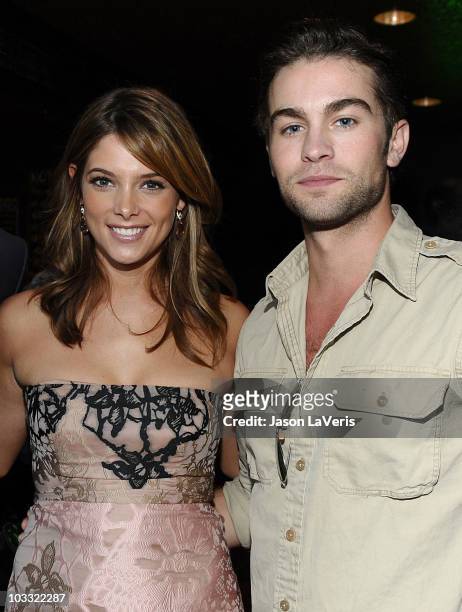 Actress Ashley Greene and actor Chace Crawford attend the green room at the 2010 Teen Choice Awards sponsored by EA's The Sims 3 at the Gibson...