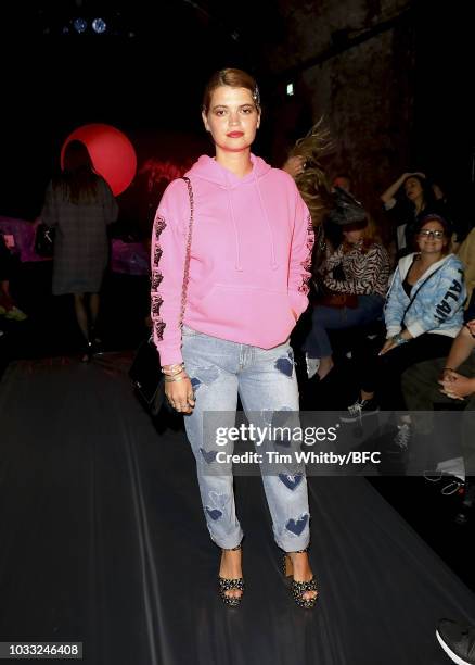 Pixie Geldof attends the Ashley Williams presentation during London Fashion Week September 2018 at the House of Vans on September 14, 2018 in London,...