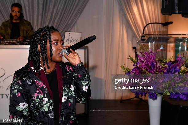 Rapsody performs at IMPACT Strategies and D&P Creative Strategies Tech & Media day party and brunch at Longview Gallery on September 14, 2018 in...