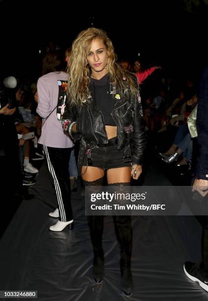 Alice Dellal attends the Ashley Williams presentation during London Fashion Week September 2018 at the House of Vans on September 14, 2018 in London,...