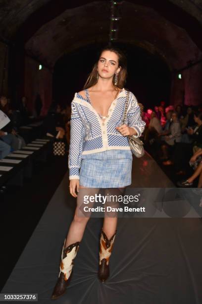 Bee Beardsworth attends the Ashley Williams front row during London Fashion Week September 2018 at House of Vans on September 14, 2018 in London,...