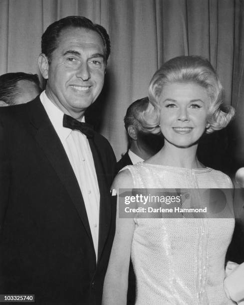 Actress and singer Doris Day and her husband Martin Melcher attend an Academy Awards party held at the Beverly Hilton Hotel in Hollywood, California,...
