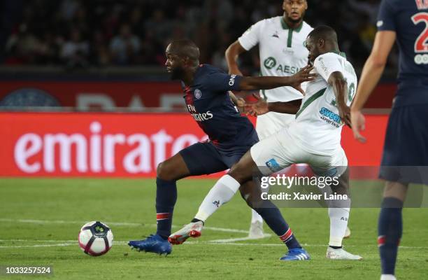 Lassana Diarra of Paris Saint-Germain in action during the French Ligue 1 match between Paris Saint Germain and AS Saint Etienne on September 14,...
