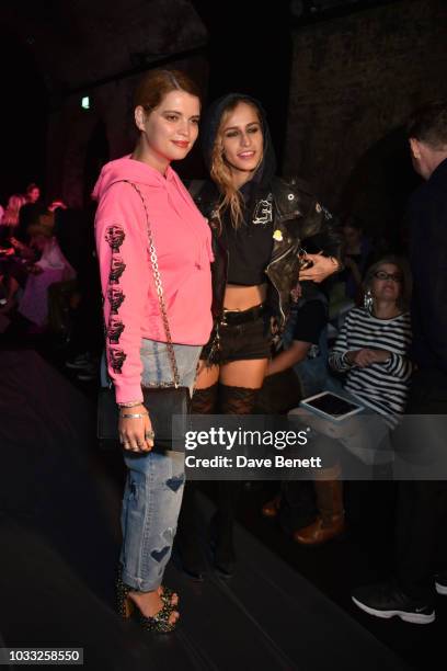 Pixie Geldof and Alice Dellal attend the Ashley Williams front row during London Fashion Week September 2018 at House of Vans on September 14, 2018...