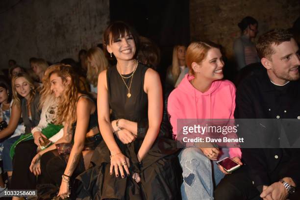 Alice Dellal; Daisy Lowe; Pixie Geldof and George Barnett attend the Ashley Williams front row during London Fashion Week September 2018 at House of...