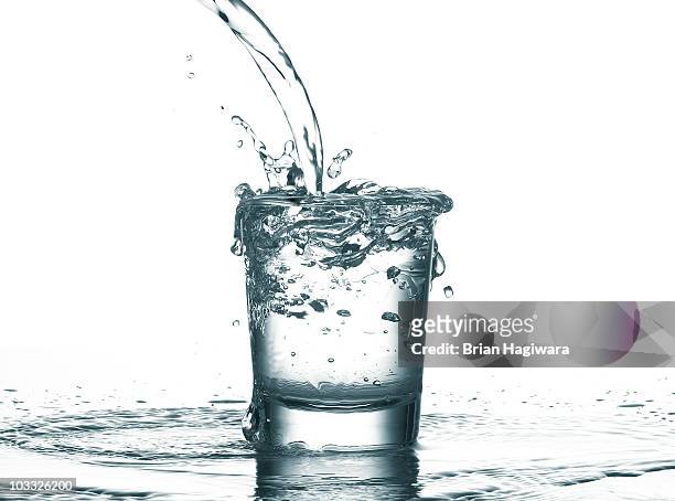 water on white - glass water foto e immagini stock