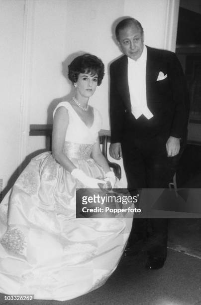 Chief executive William S. Paley with his wife, the fashion editor and socialite Barbara 'Babe' Paley , at a reception before the 'April In Paris'...